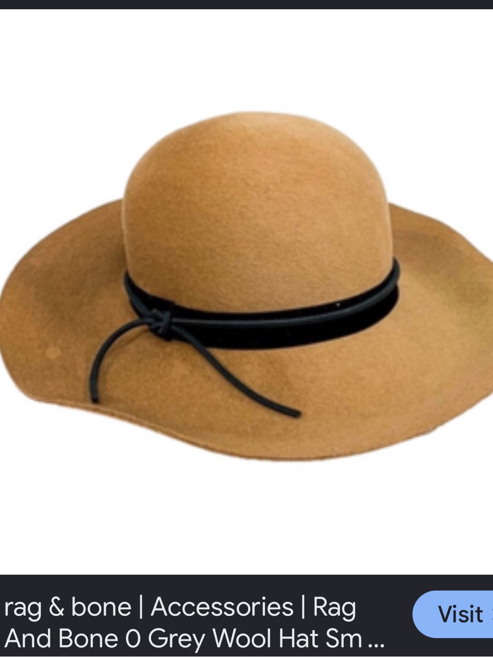 rag & bone Tan Wool Wide-Brim Hat with Black Band
